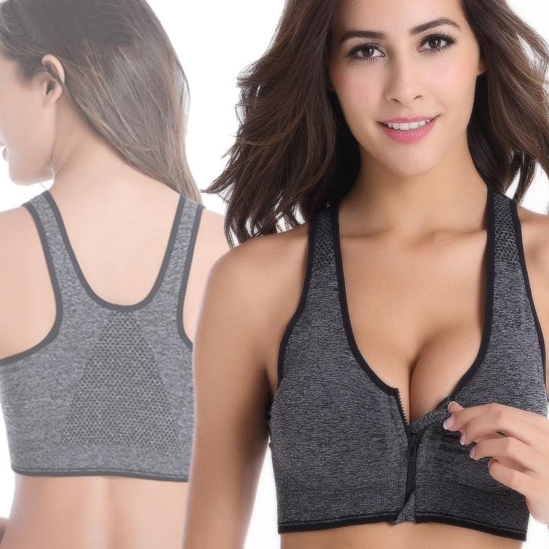 Zipper Push Up Sports Bras - runwayfashionista.com