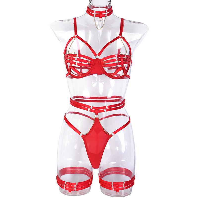 Silk Hollow Erotic Lingerie Four-Piece Set - runwayfashionista.com