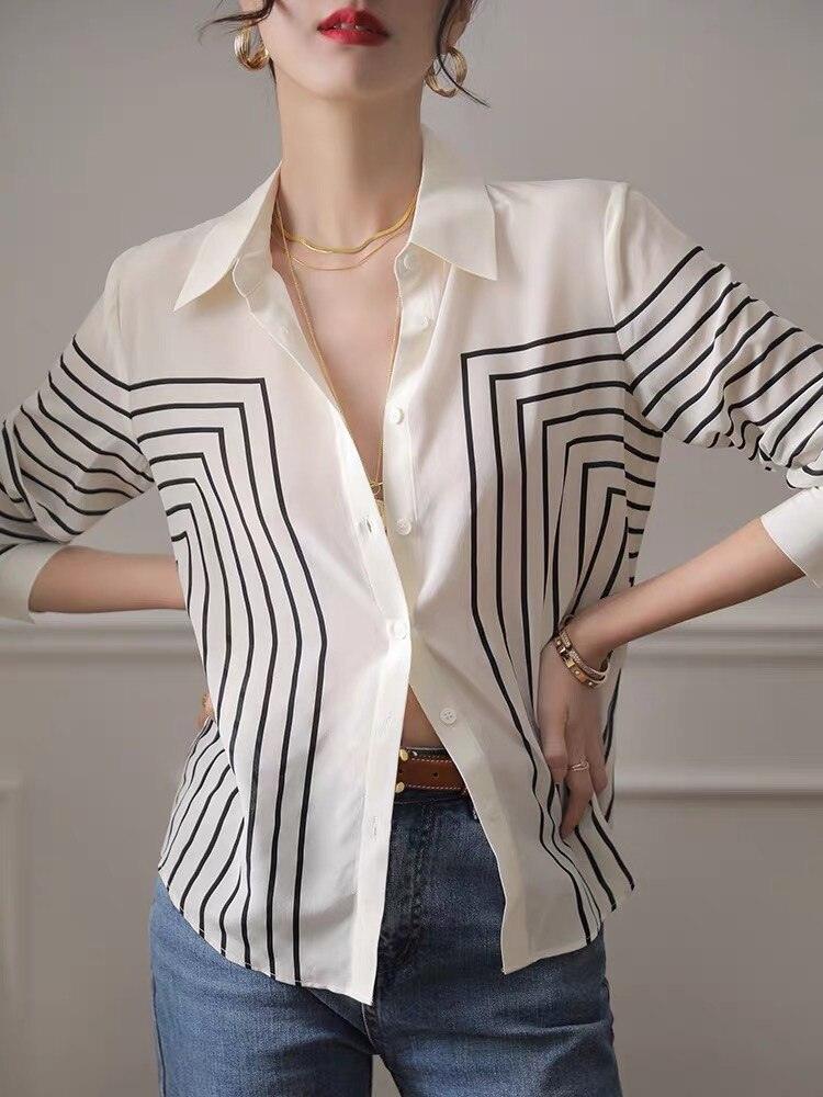 Loose Shirt Single Breasted Turn Down Collar - runwayfashionista.com