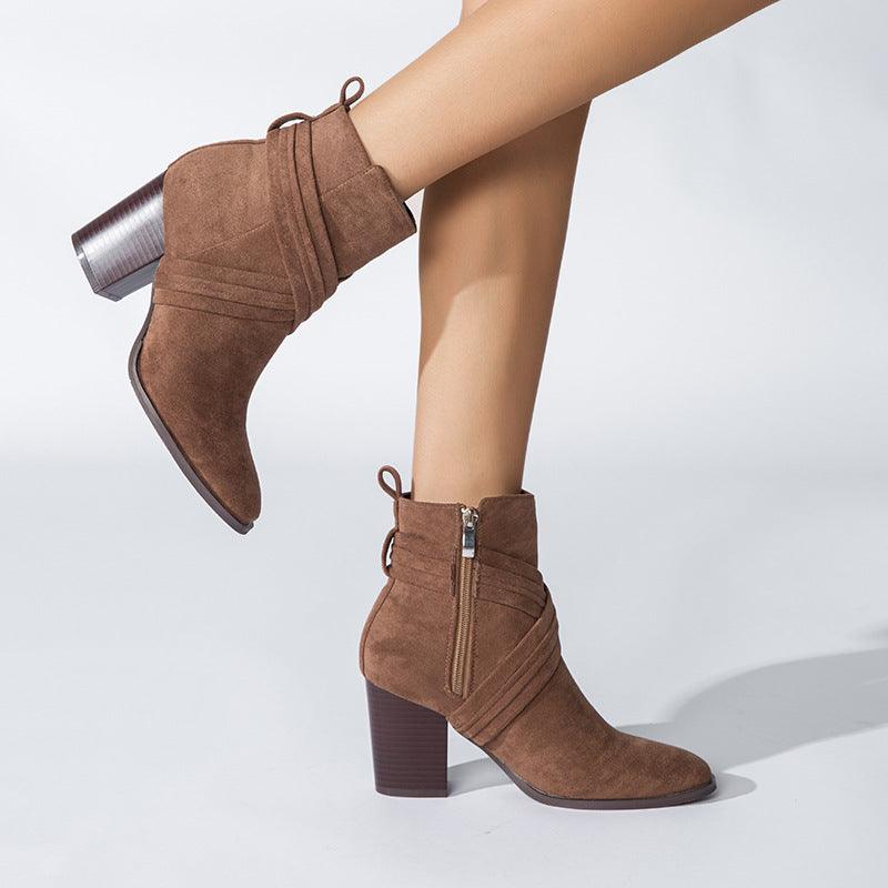 Coarse Heels Square Suede Boots - runwayfashionista.com