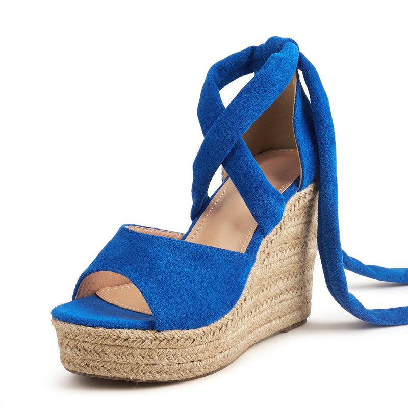 Lace Up Rope Bottom Wedge - runwayfashionista.com