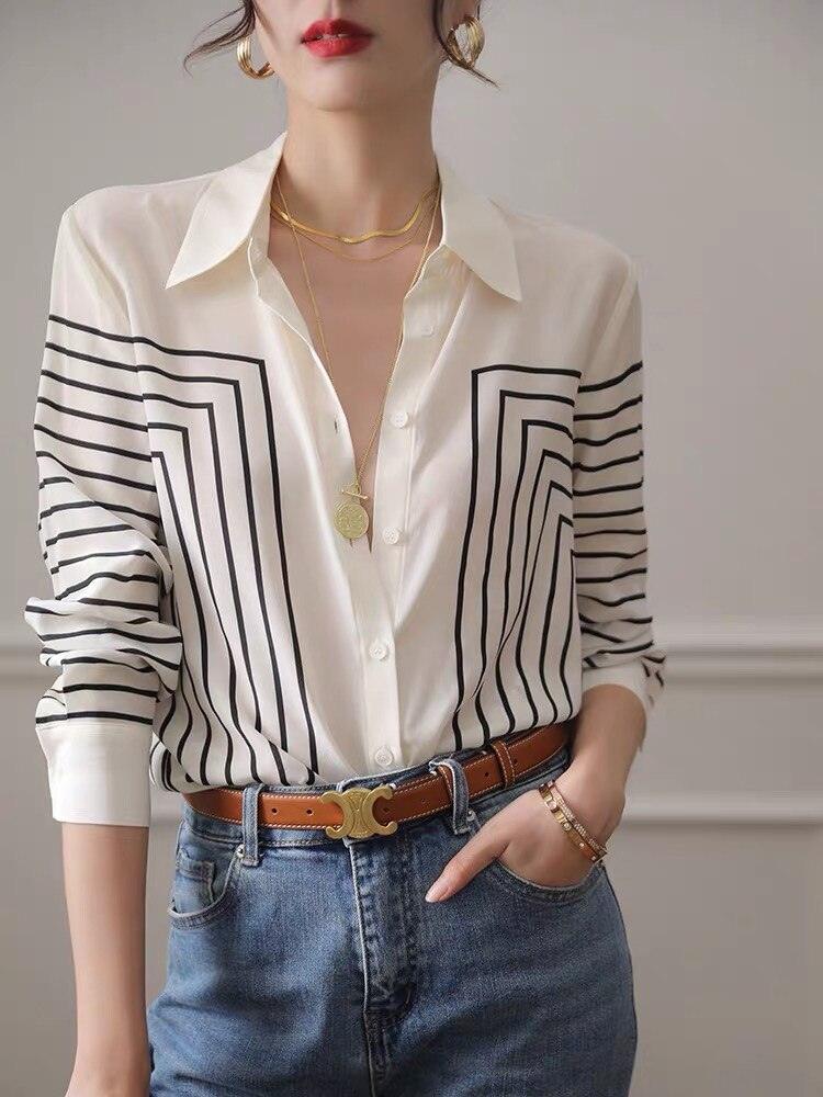 Loose Shirt Single Breasted Turn Down Collar - runwayfashionista.com