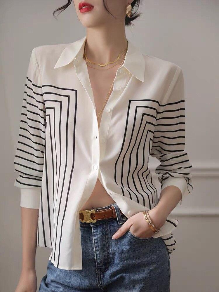 Loose Shirt Single Breasted Turn Down Collar - runwayfashionista.com