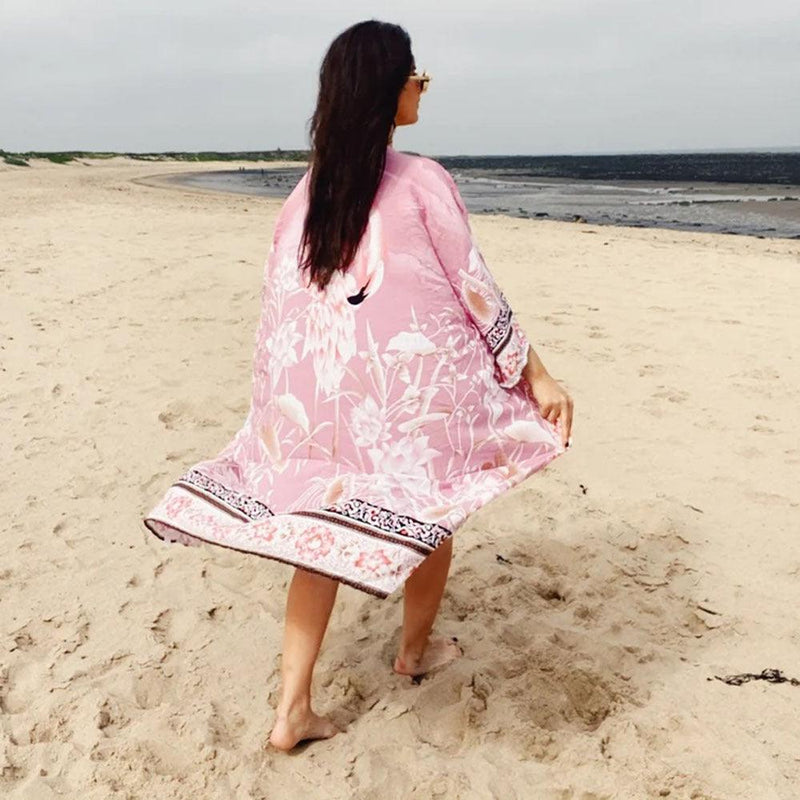 Crane Flower Holiday Kimono - runwayfashionista.com