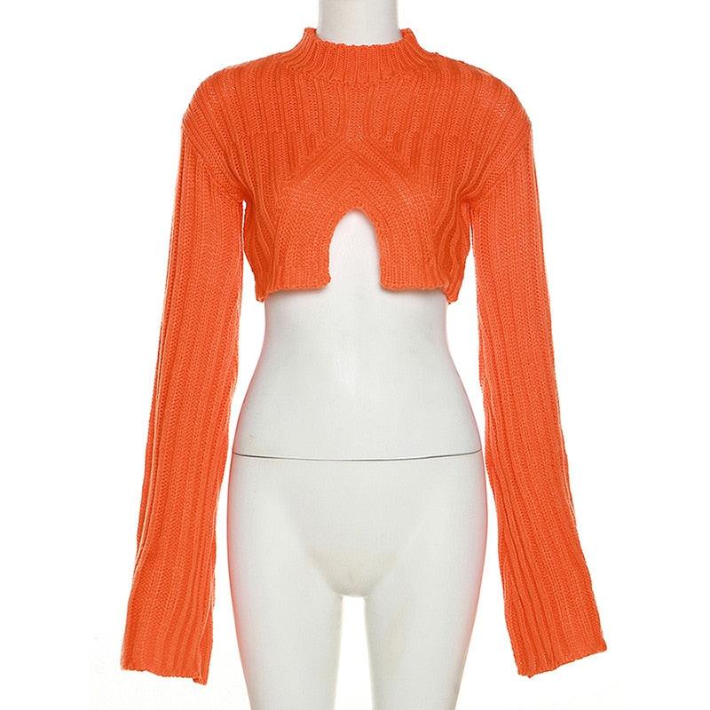 Crop Top Long Sleeve Knit - runwayfashionista.com