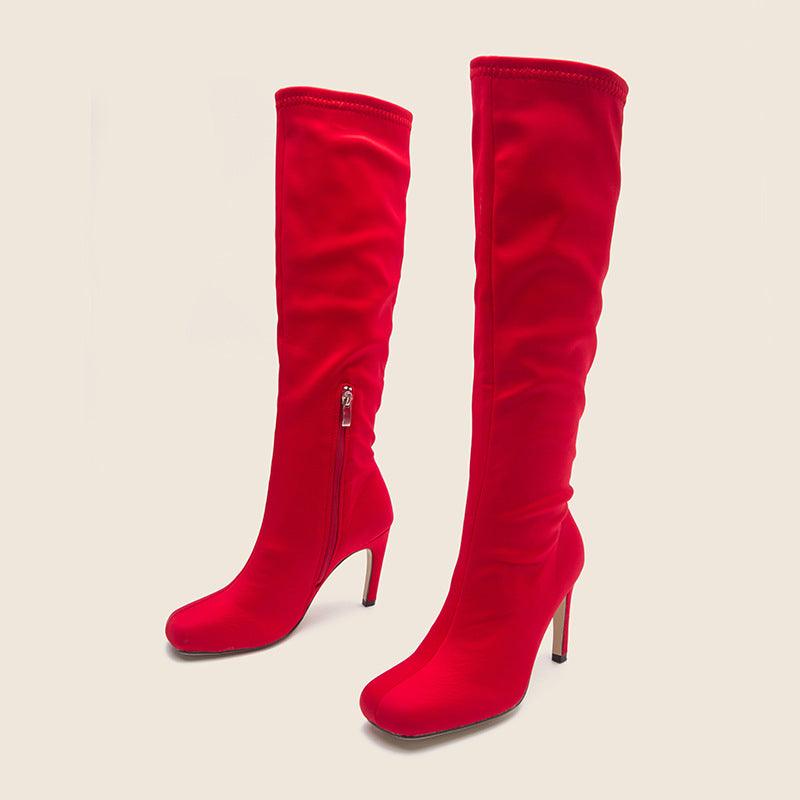 Knee Length Thin Heel High Root Cavalry Boots - runwayfashionista.com