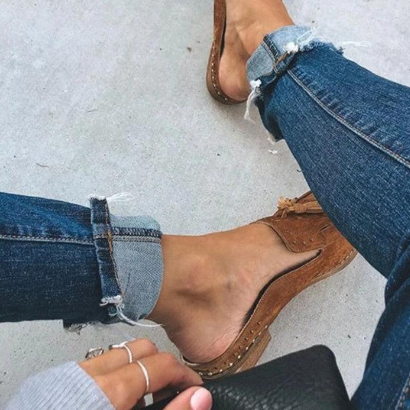 Low Square Heel Sandals - runwayfashionista.com