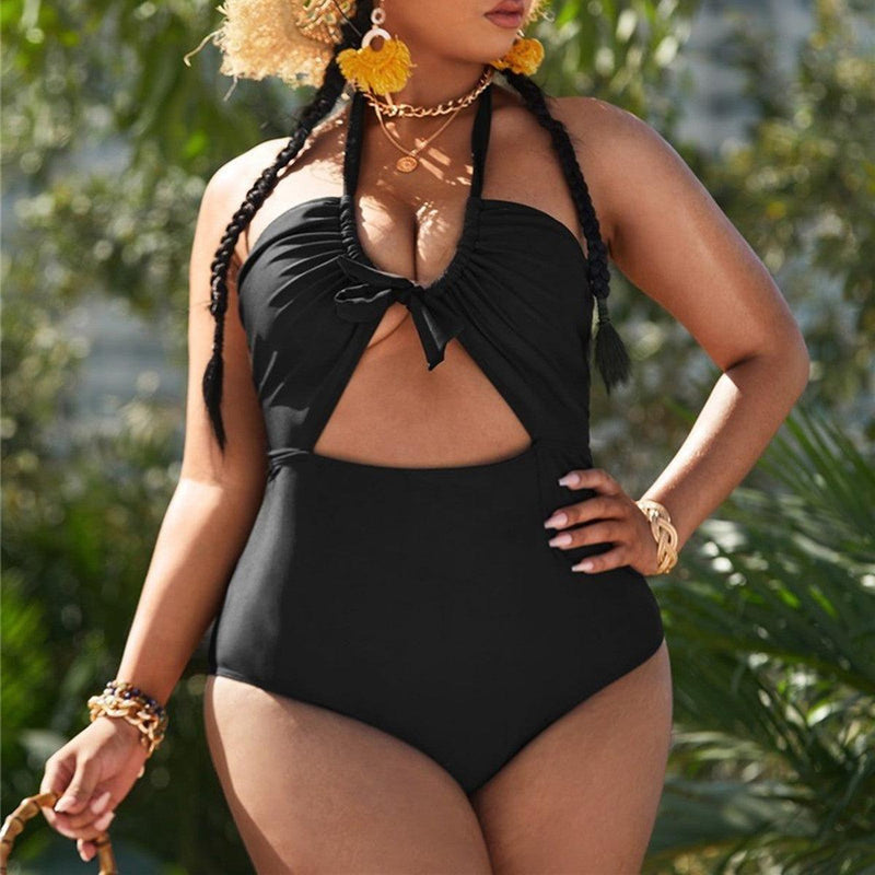 Hollowed Out Pleated One Piece Swimsuit - runwayfashionista.com