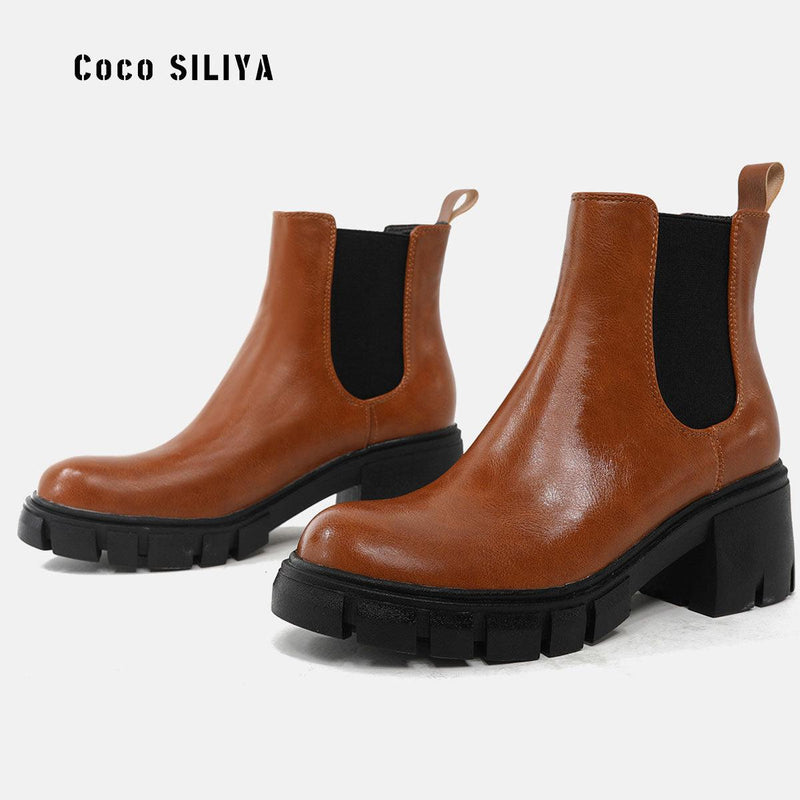 Heavy Heeled Thick Soled Martin Boots - runwayfashionista.com