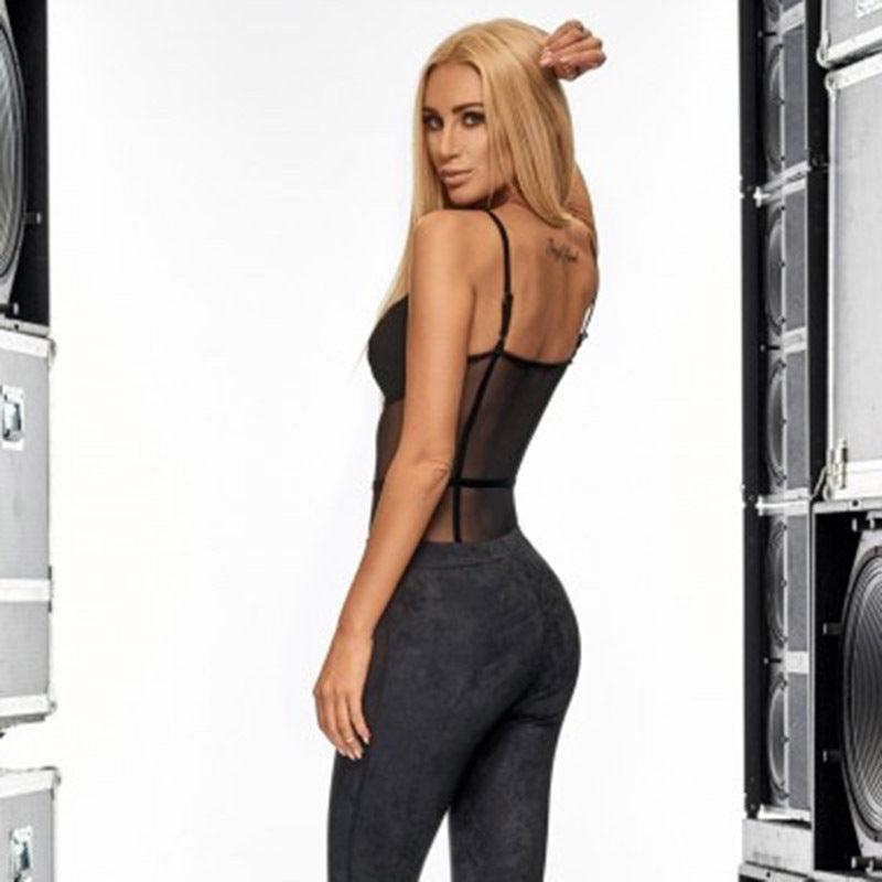 Mesh hollow out black sexy bodysuit - runwayfashionista.com