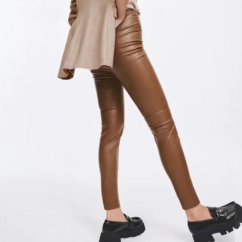 Faux Leather High Waist Pants - runwayfashionista.com