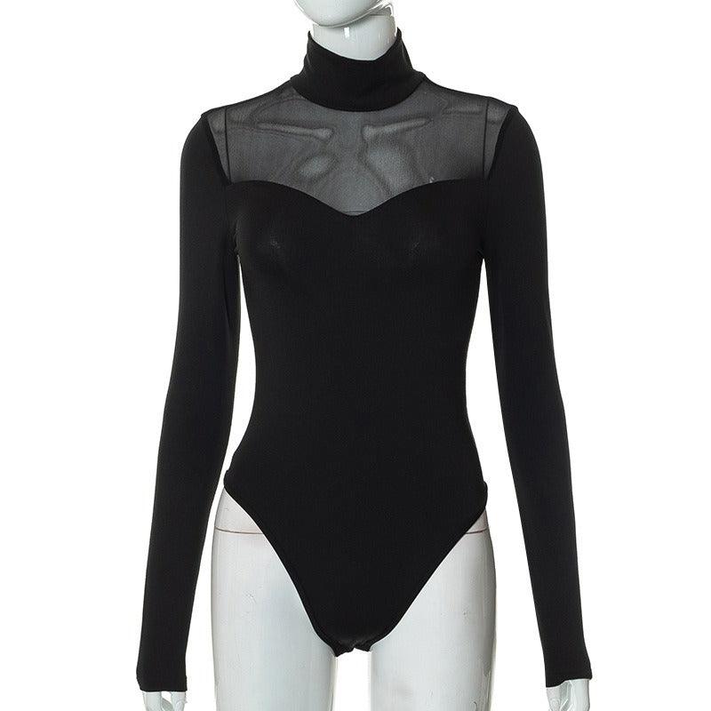 Mesh Splice Long Sleeve Versatile Shapewear - runwayfashionista.com