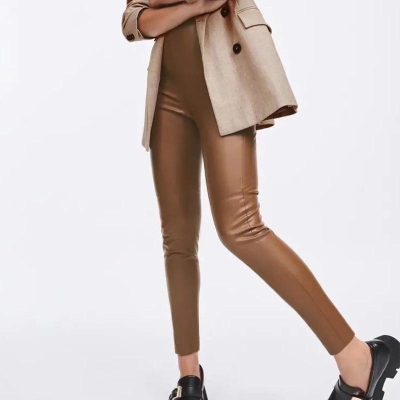 Faux Leather High Waist Pants - runwayfashionista.com