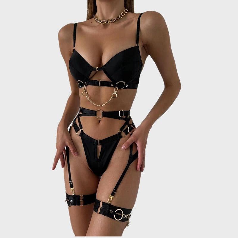 Four-Piece Front Buckle Underwear Set - runwayfashionista.com