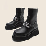 British Style Motorcycle Short Boots - runwayfashionista.com