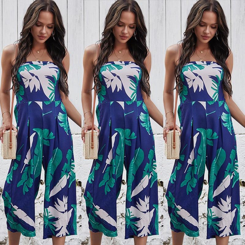 Chest Wrapped Digital Printed Jumpsuit - runwayfashionista.com