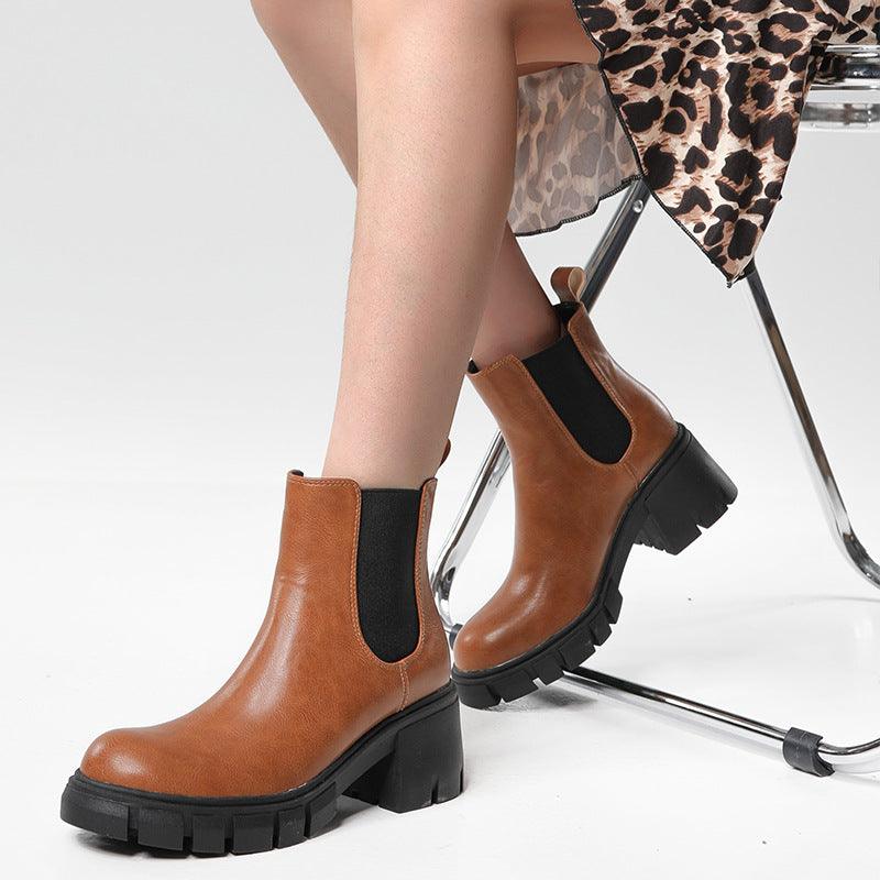 Heavy Heeled Thick Soled Martin Boots - runwayfashionista.com