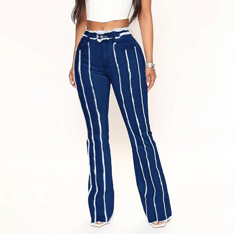 Elastic Medium Waist Raw Edge Trousers - runwayfashionista.com