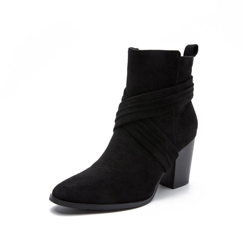 Coarse Heels Square Suede Boots - runwayfashionista.com