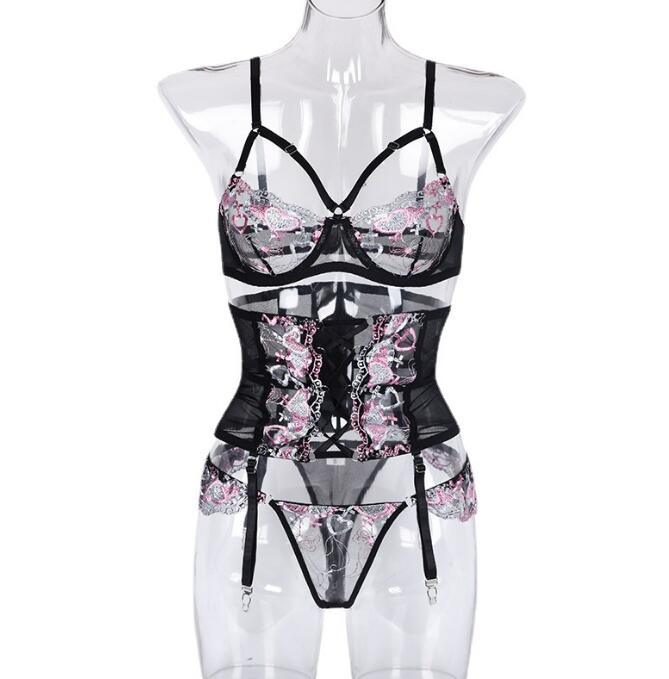 Three Pieces Female Sexy Lingerie - runwayfashionista.com