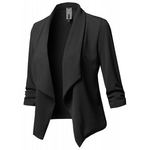 Long Sleeve Asymmetrical Casual Blazers - runwayfashionista.com