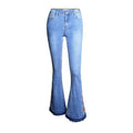 Wide Leg Bell Bottoms Embroidered Jeans - runwayfashionista.com