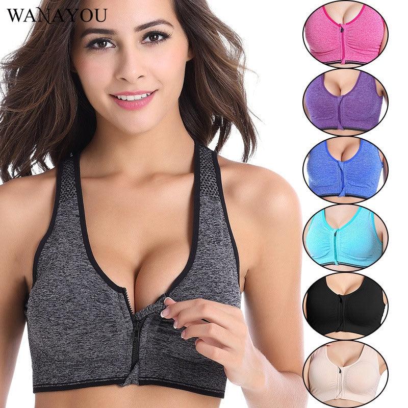 Zipper Push Up Sports Bras - runwayfashionista.com