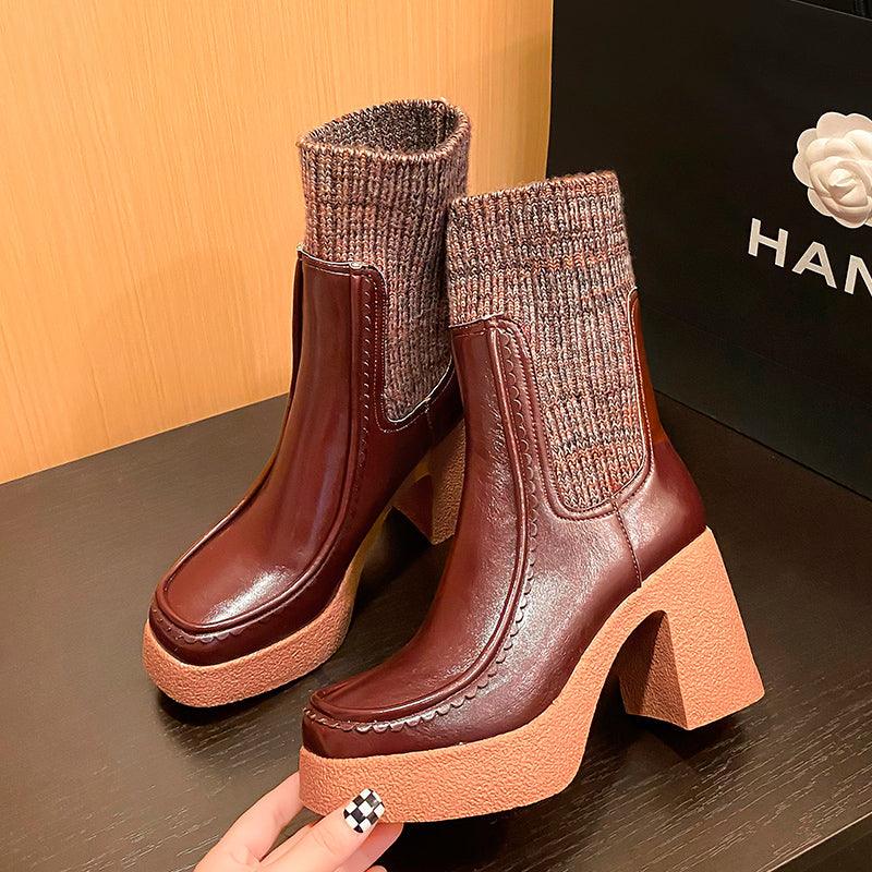 Chunky High Heels Platform Ankle Boots - runwayfashionista.com