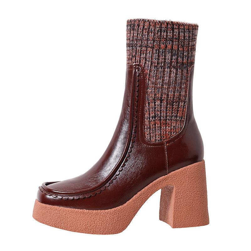 Chunky High Heels Platform Ankle Boots - runwayfashionista.com