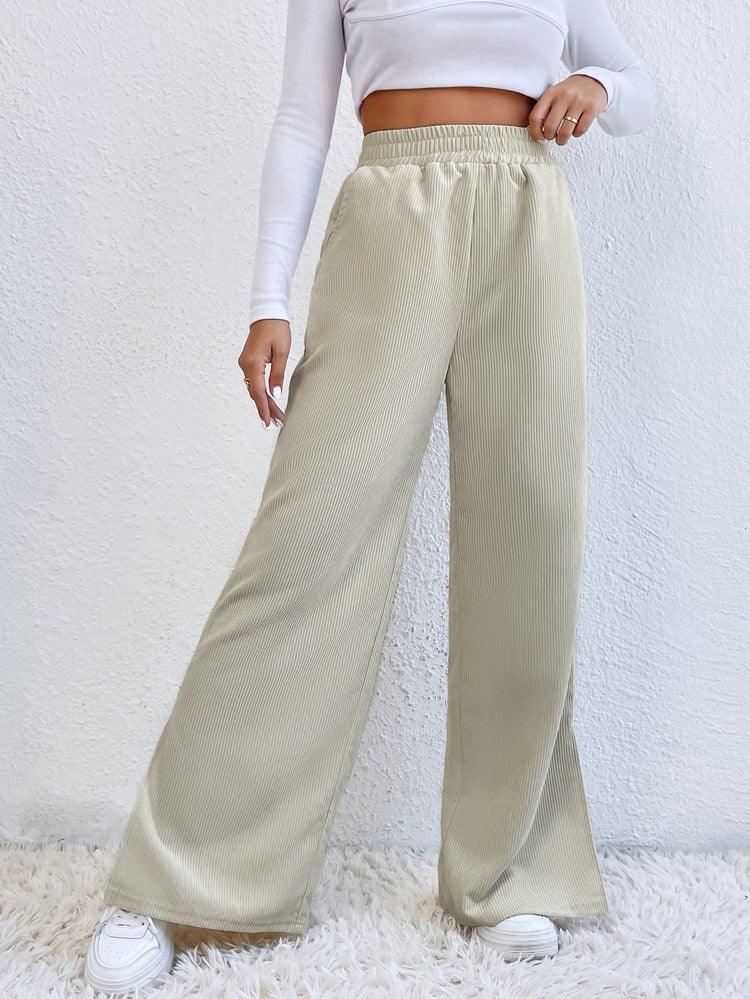 Corduroy Splice Slit Bottom Pants - runwayfashionista.com