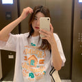 Cotton Contrast Letter Printing Short Sleeve T Shirt - runwayfashionista.com