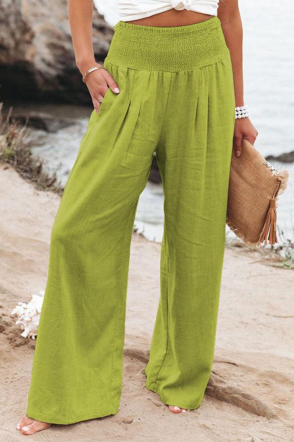 Elastic Waist Wide Leg Pants - runwayfashionista.com