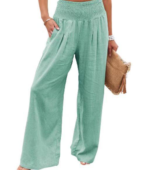 Elastic Waist Wide Leg Pants - runwayfashionista.com