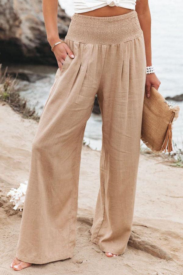 Elastic Waist Wide Leg Pants - runwayfashionista.com