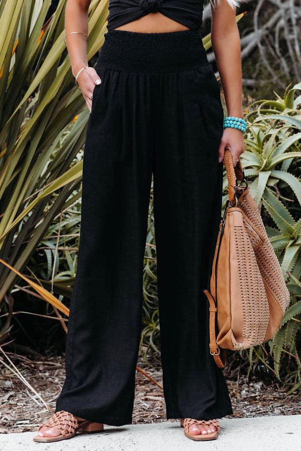 Elastic Waist Wide Leg Pants - runwayfashionista.com