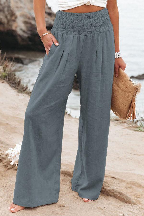 Elastic Waist Wide Leg Pants - runwayfashionista.com