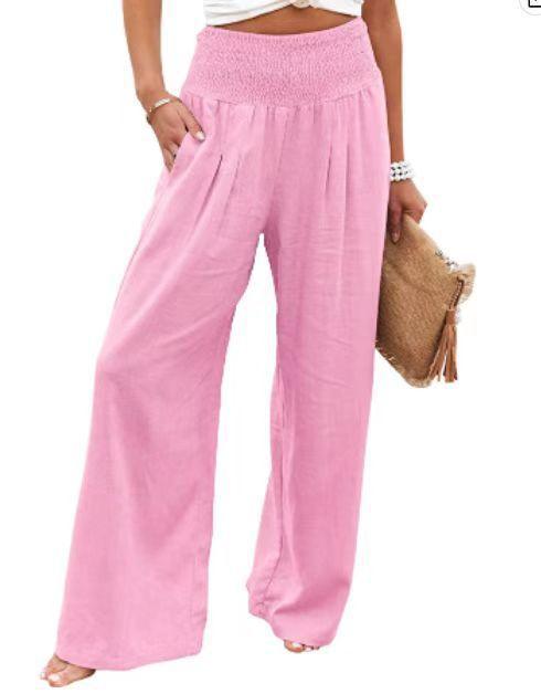 Elastic Waist Wide Leg Pants - runwayfashionista.com