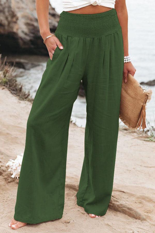 Elastic Waist Wide Leg Pants - runwayfashionista.com