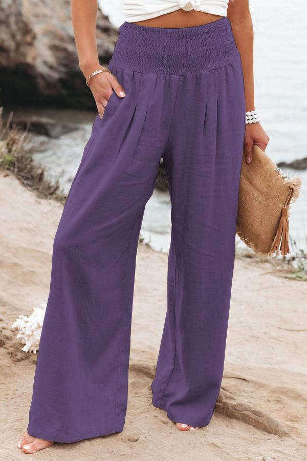 Elastic Waist Wide Leg Pants - runwayfashionista.com