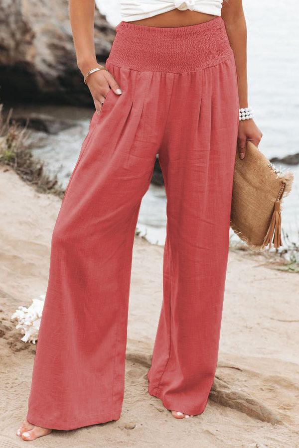 Elastic Waist Wide Leg Pants - runwayfashionista.com