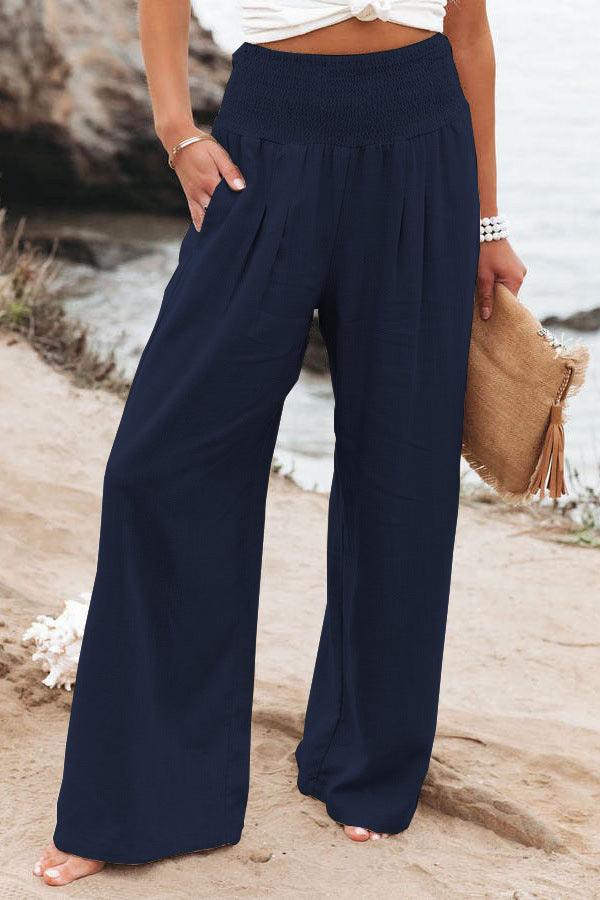 Elastic Waist Wide Leg Pants - runwayfashionista.com