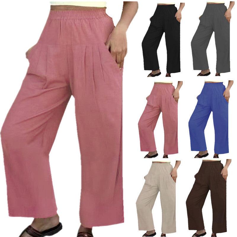 High-Waist Casual Wide-Leg Pants - runwayfashionista.com