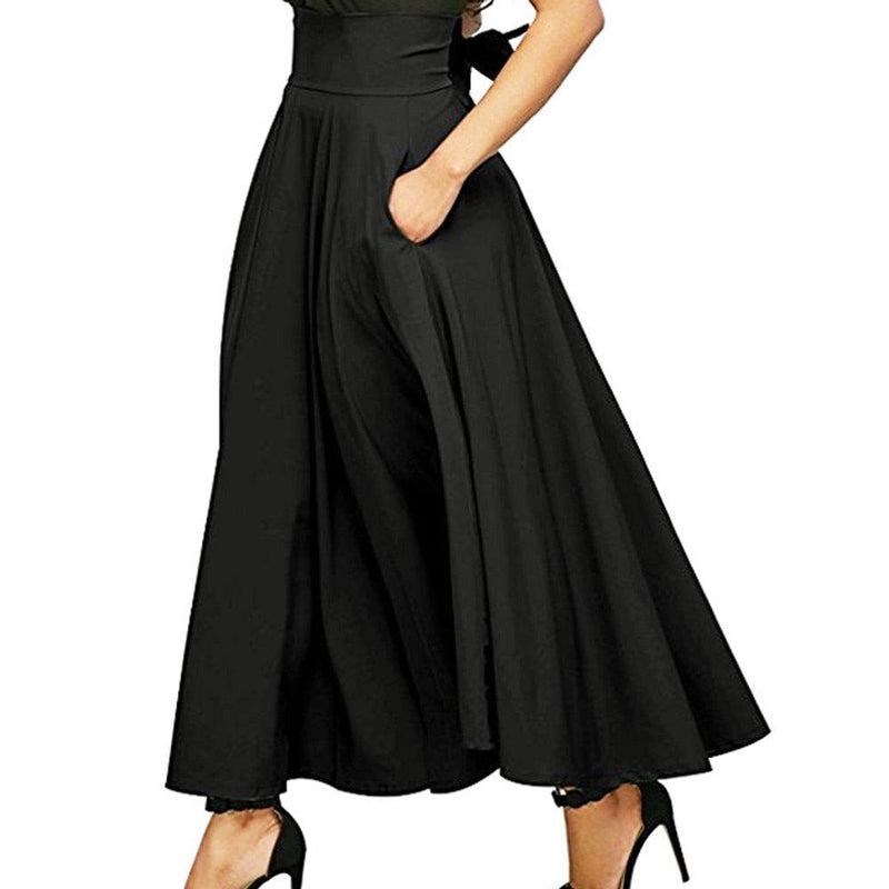 High Waist Pleated Belted Maxi Skirt - runwayfashionista.com