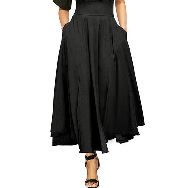 High Waist Pleated Belted Maxi Skirt - runwayfashionista.com