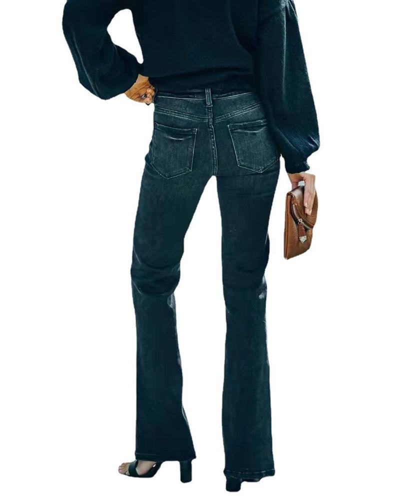 High Waist Stretch Flare Jeans - runwayfashionista.com