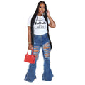 Hot Style Brushed Ripped Denim Trousers - runwayfashionista.com