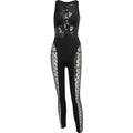 Perspective Wave Point Stitching Hot Drill Jumpsuit - runwayfashionista.com