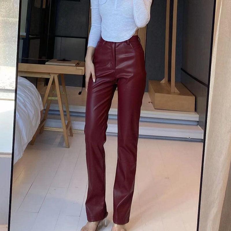 PU Long Leather Pants - runwayfashionista.com