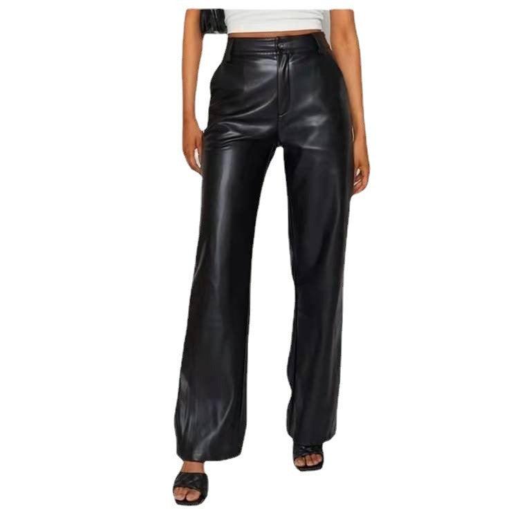 PU Long Leather Pants - runwayfashionista.com