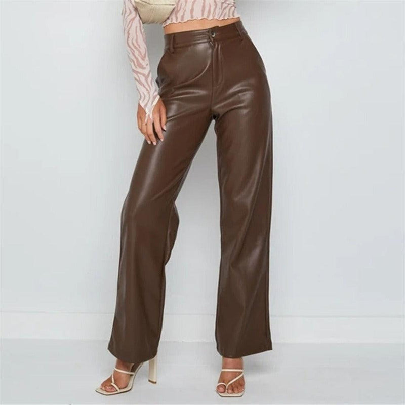 PU Long Leather Pants - runwayfashionista.com